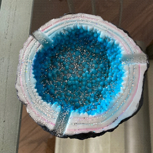 Colorful Blue Crystal Geode Stone Design 4.25" Ashtray